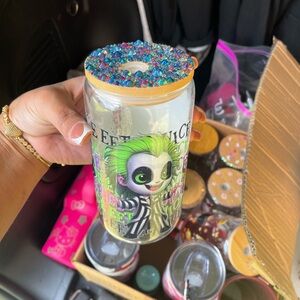 Colorful Beetlejuice Tumbler with Cartoon Design